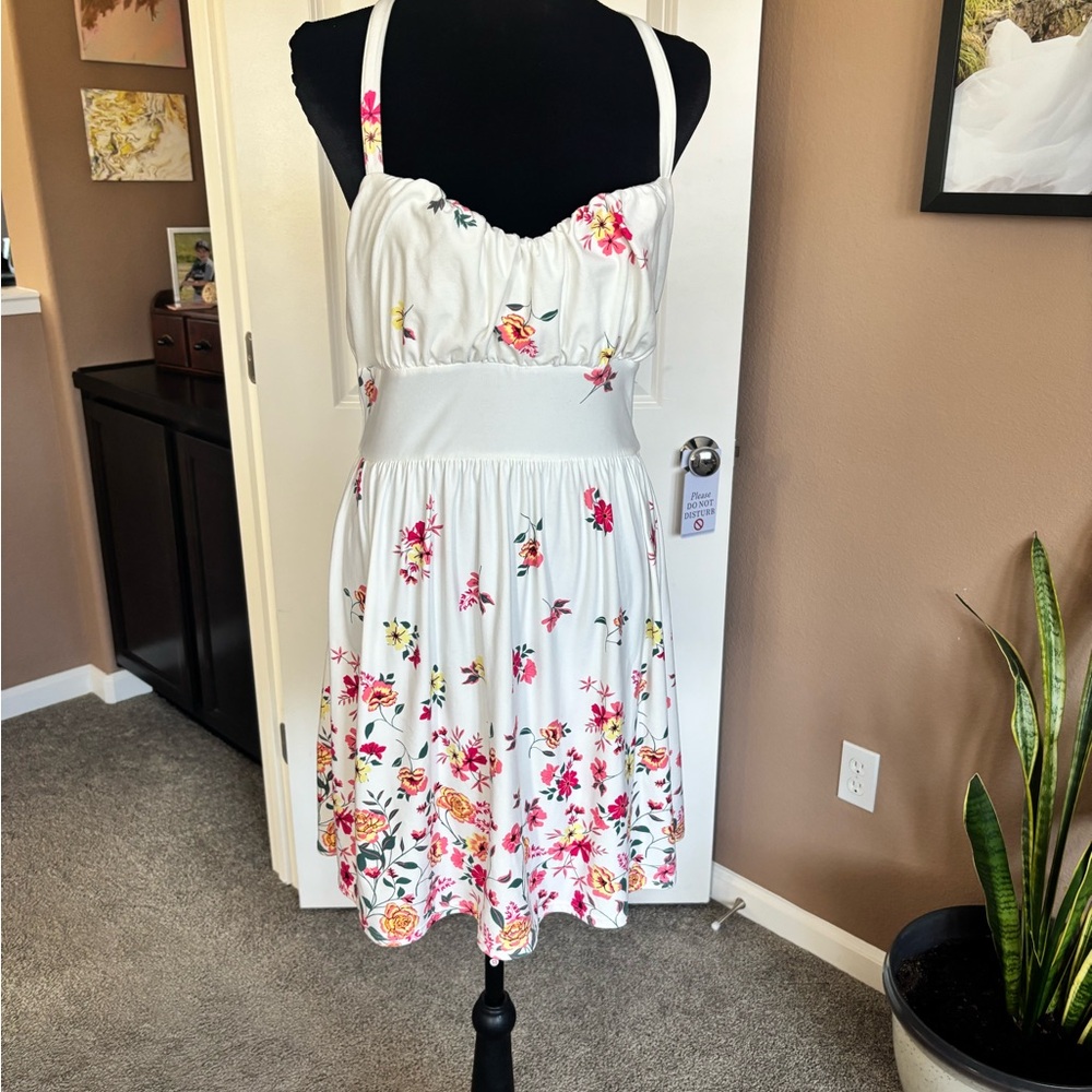 No Boundaries White Floral Tank with Crochet Detail